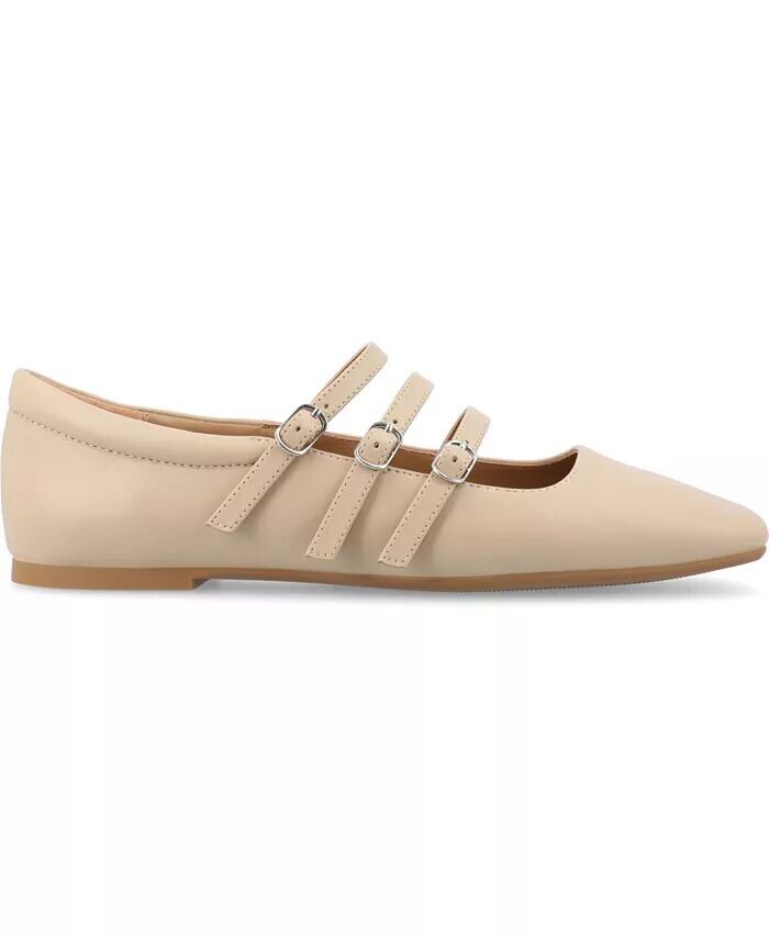 Женские балетки Darlin Multi Strap Mary Jane Square Toe Journee Collection, коричневый/бежевый — фото 2