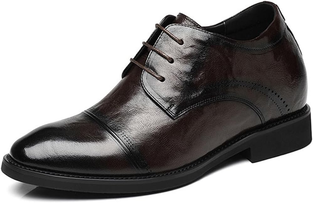 

Мужские невидимые туфли-оксфорды VIBLiSS для увеличения роста, противоскользящие, с каблуком 8 см, формальные с шнуровкой для работы, офиса и свадьбы, коричневый