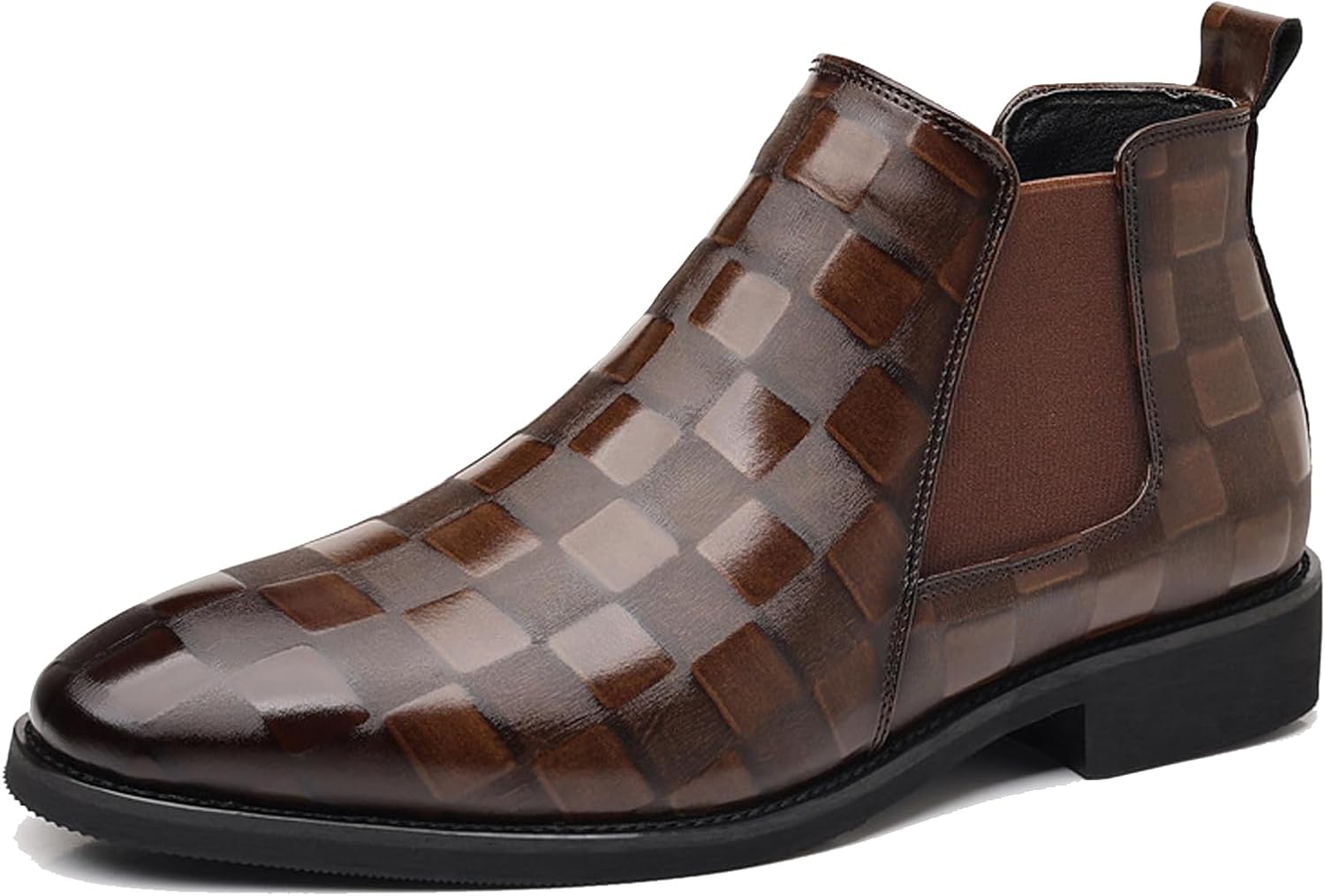 

Мужские кожаные слипоны TZNBGGE в стиле Челси с эластичной вставкой, заостренным носком, удобные ботинки до щиколотки, повседневные и деловые высокие классические ботинки, темно-коричневый