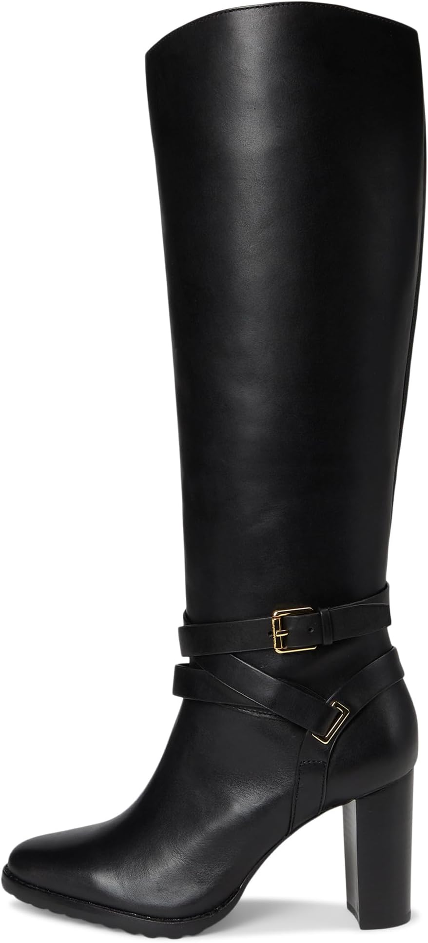 Ботинки Lauren Ralph Lauren Women's Collins Burnished Leather Tall Boots Heel, Black — фото 4
