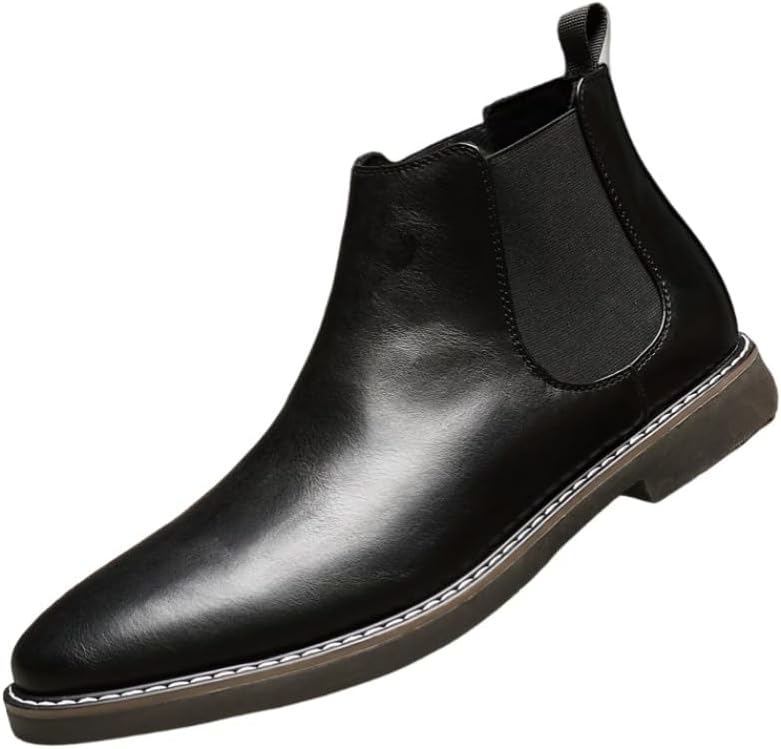 

Мужские кожаные ботинки - модные и повседневные, дышащие и противоскользящие Fusecottc, черный