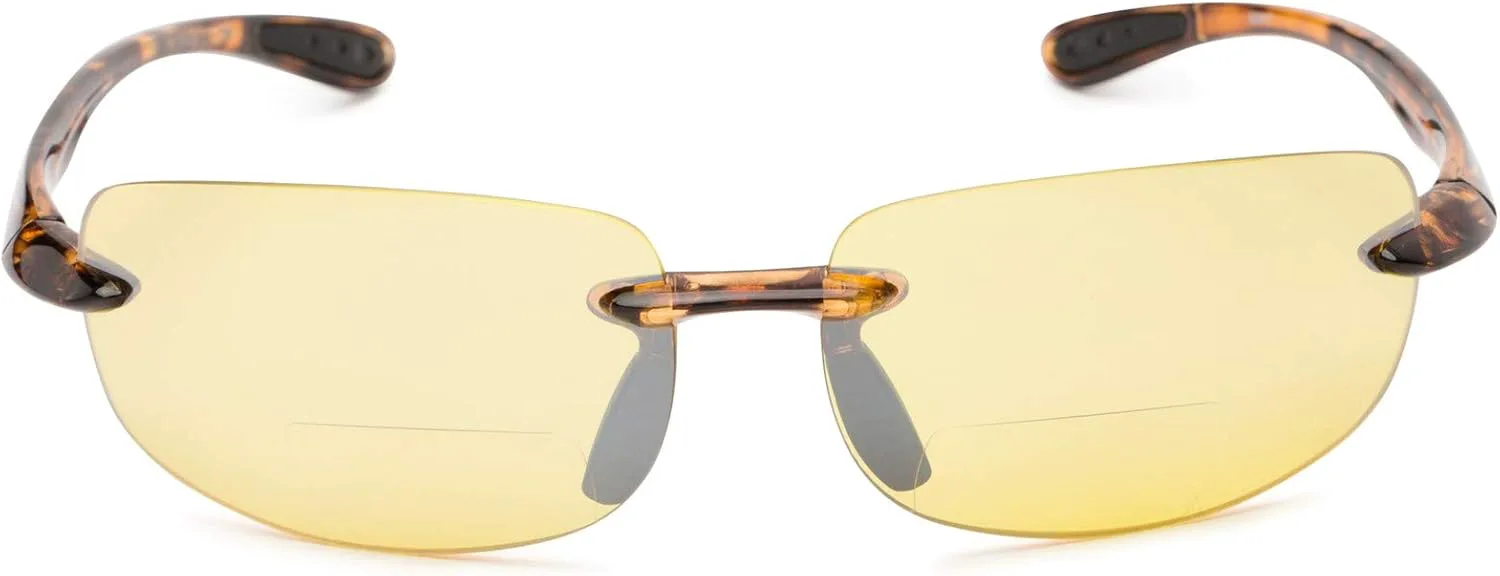 

Легкие спортивные бифокальные солнцезащитные очки для чтения Mass Vision 'The Influencer' для мужчин и женщин с защитой UV400, Tortoise/Night Driving Lens