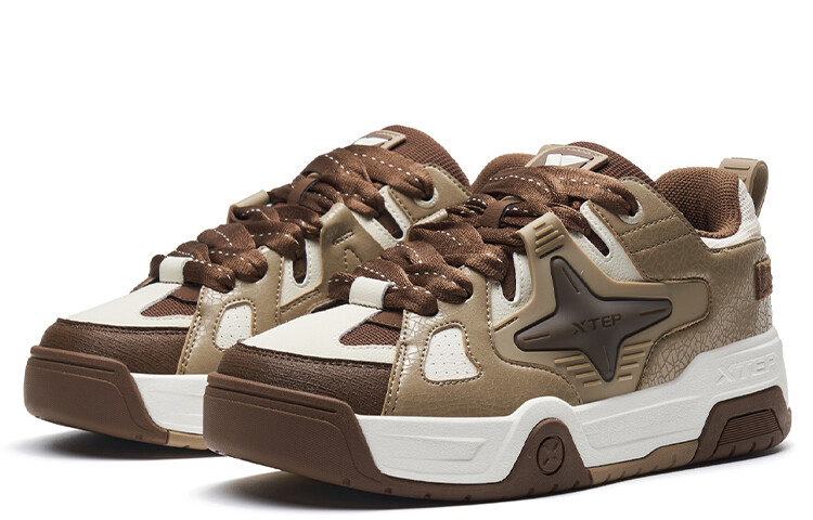 Кроссовки XTEP Star-X Skateboarding Shoes Men Low-top Honey Tea Brown / Malt Brown / Tea White, коричневый — фото 4