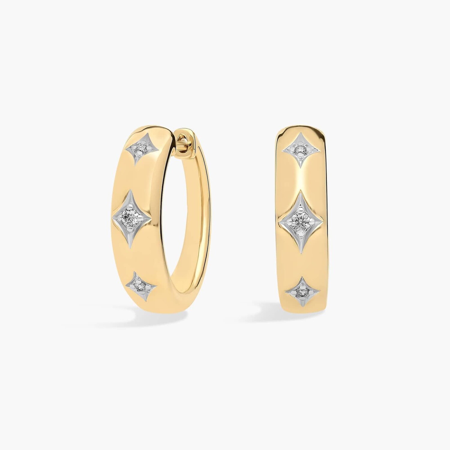 

Серьги Huggie с бриллиантовым мерцанием из желтого золота 14 карат Blue Nile