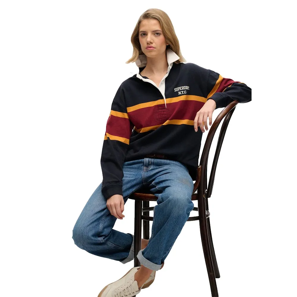 

Футболка Superdry Heritage Stripe Rugby с коротким рукавом, синий