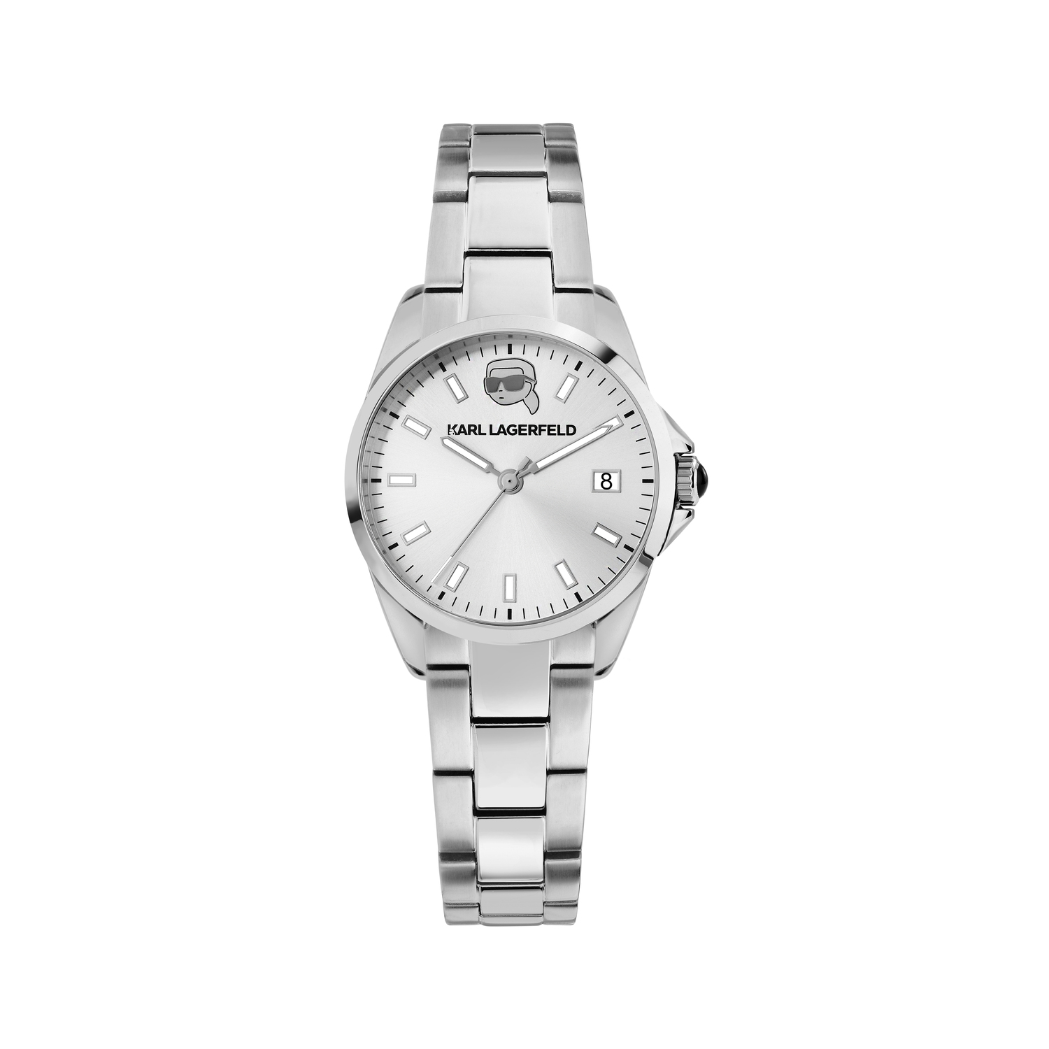 

KARL LAGERFELD / Karl Lagerfeld Jeans Часы KARL LAGERFELD Simple Collection Wrist Watch Quartz Movement Steel Strap 35mm White Dial Women's Watch Gift Box, Cartoon Head Silver White R0553101517
