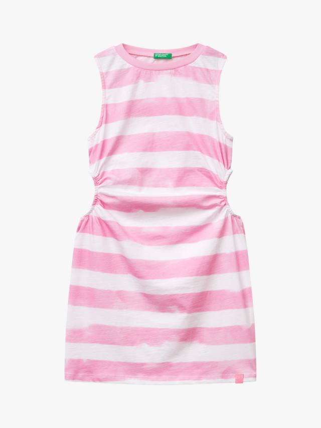 

Детское хлопковое платье без рукавов с вырезом Benetton, Pink