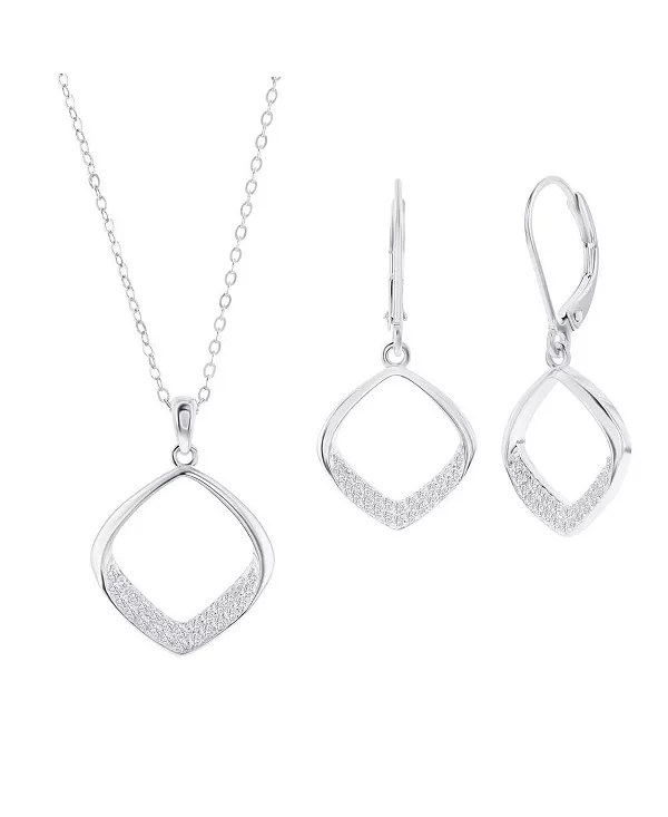 

Комплект из колье и серег овальной формы из стерлингового серебра с фианитами паве Simona, silver