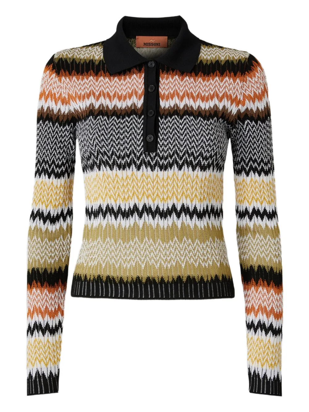 

Топ с воротником-поло и шевронным узором Missoni, мультиколор