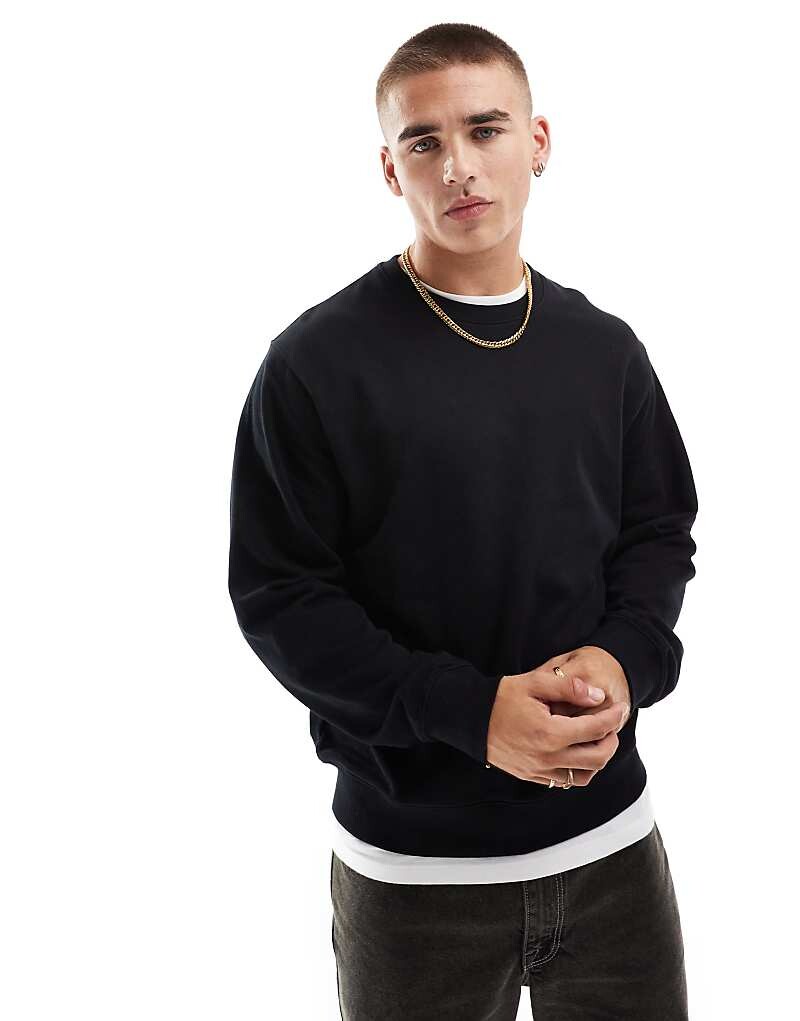 

Jack & Jones – черная объемная толстовка с круглым вырезом