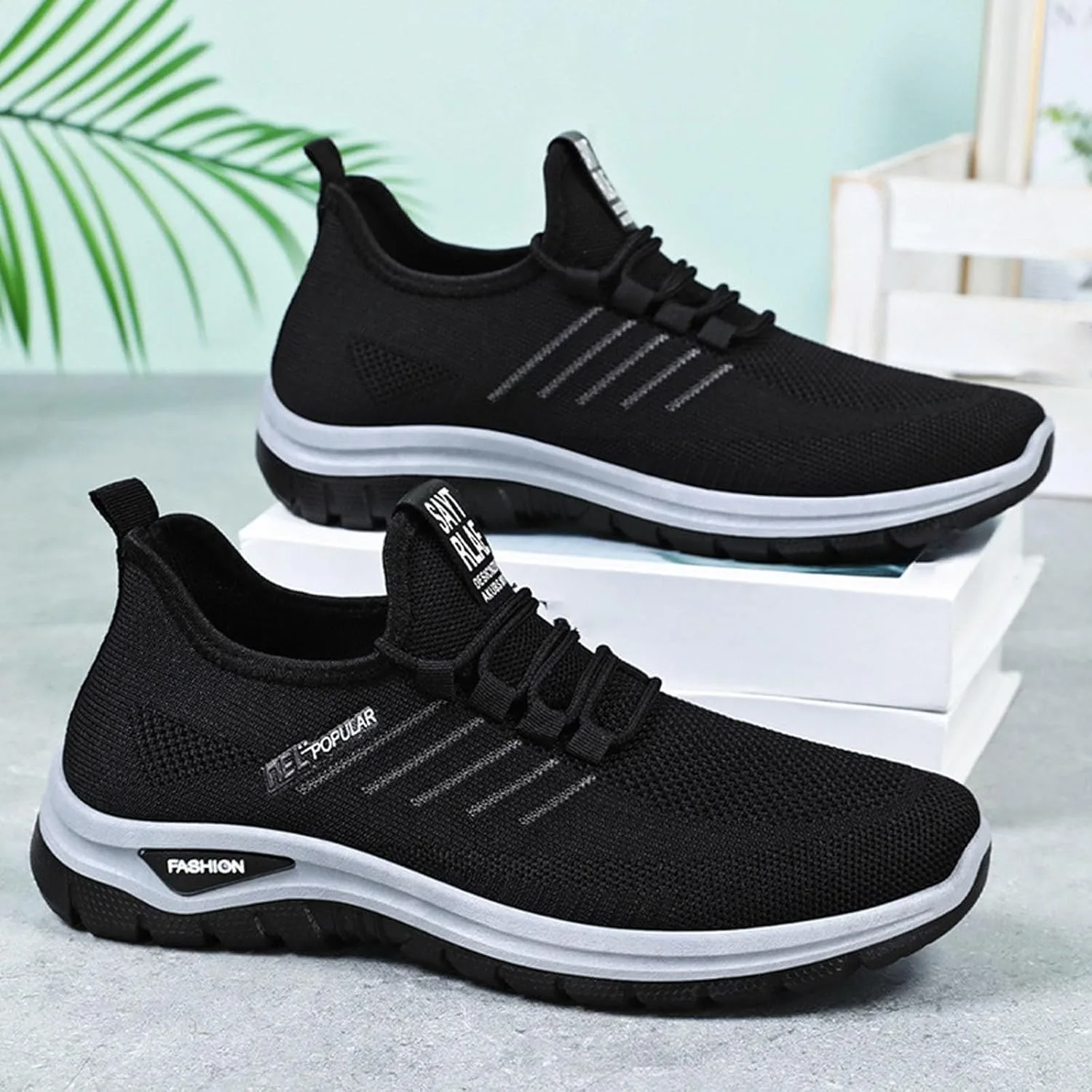 Зимние спортивные кроссовки Herren - Leichte Herren-Sneaker atmungsaktivem Material fur sportliche Aktivitaten taglichen Komfort mit stylischem Schnurverschluss Generic, черный — фото 3