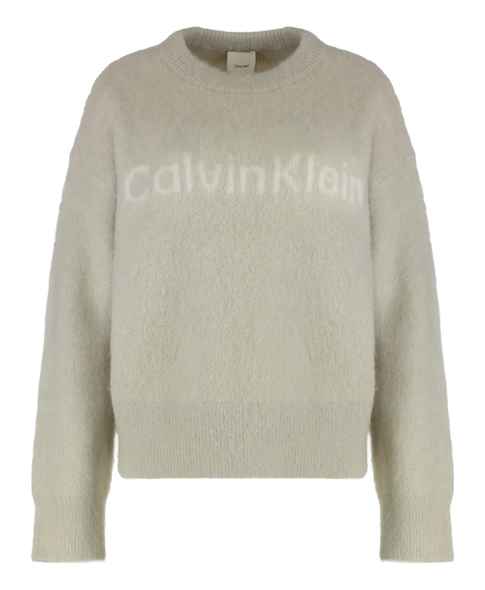 

Свитер с логотипом из смеси альпаки Calvin Klein, бежевый