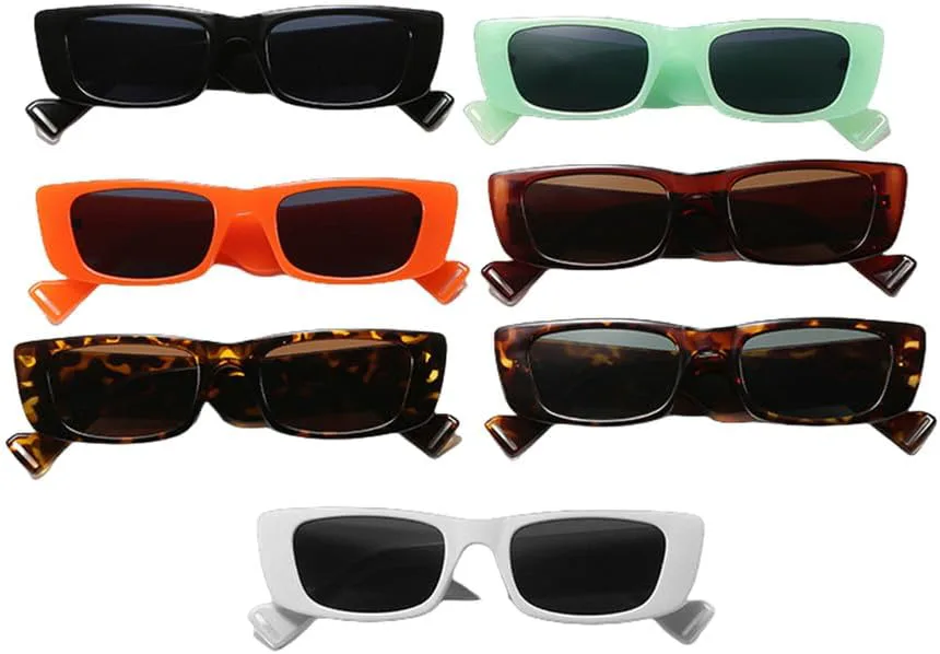 

Винтажные солнцезащитные очки для женщин в стиле ретро, ​​маленькие прямоугольные солнцезащитные очки, сексуальные оранжевые очки для мужчин TKKTLLT, Orange-black