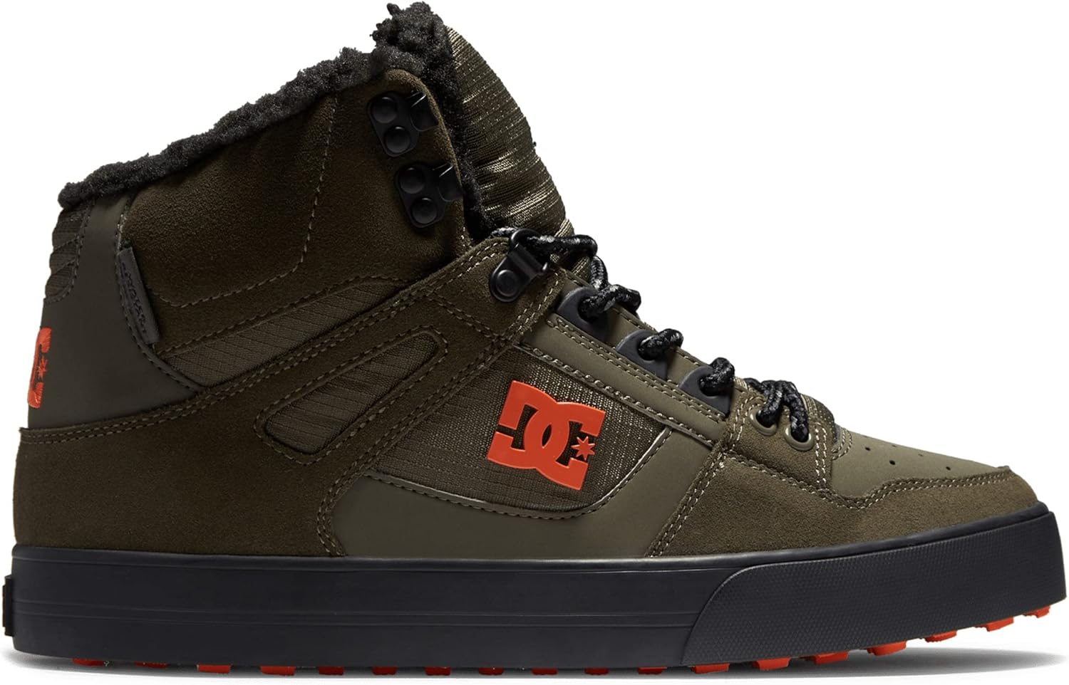 Мужские высокие кеды для скейтборда DC Men's Pure DC Shoes, оливковый/оранжевый — фото 3