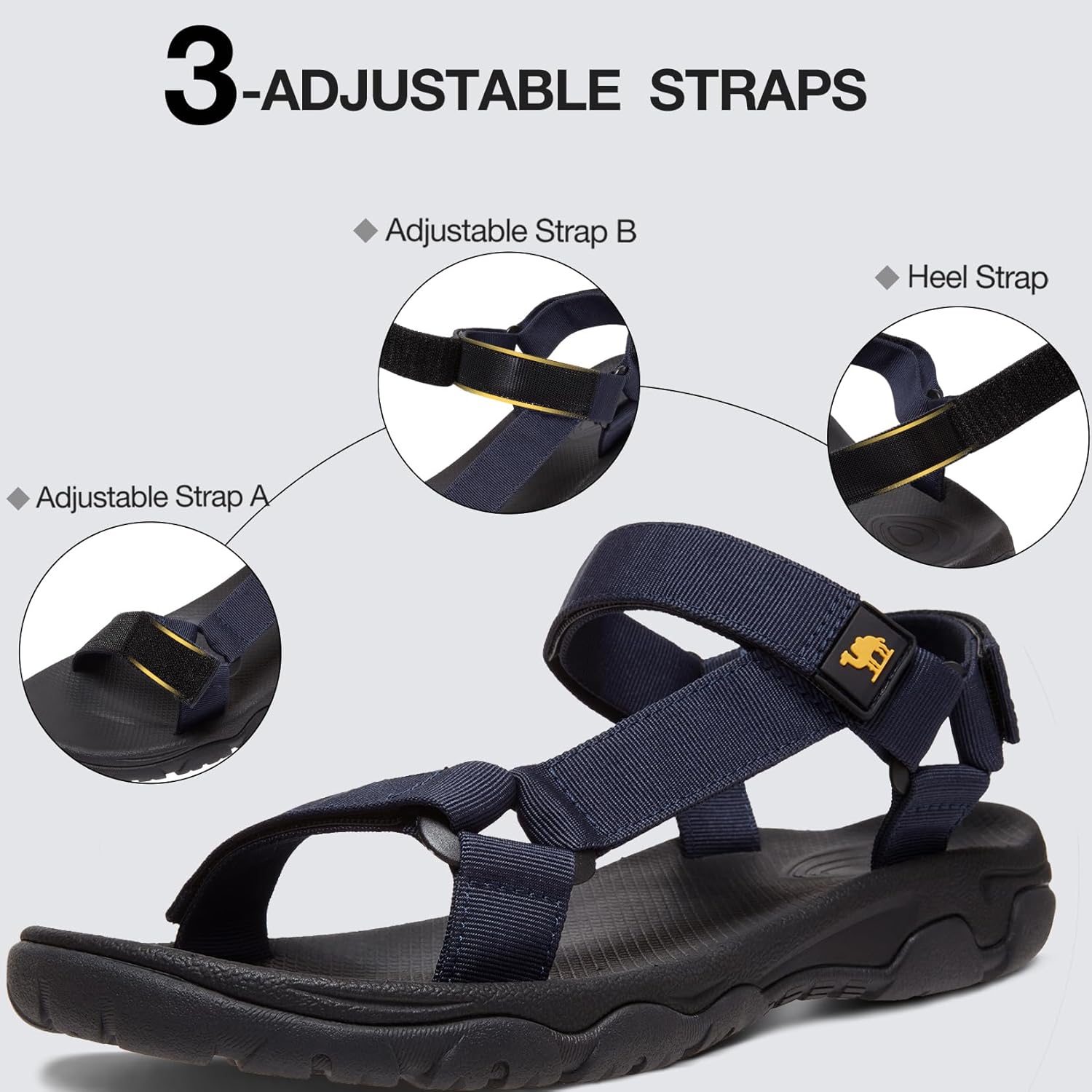 Мужские походные сандалии CAMELSPORTS с открытым носком для улицы и пляжа, водонепроницаемые спортивные сандалии, водная обувь для активной ходьбы, темно-синий — фото 4