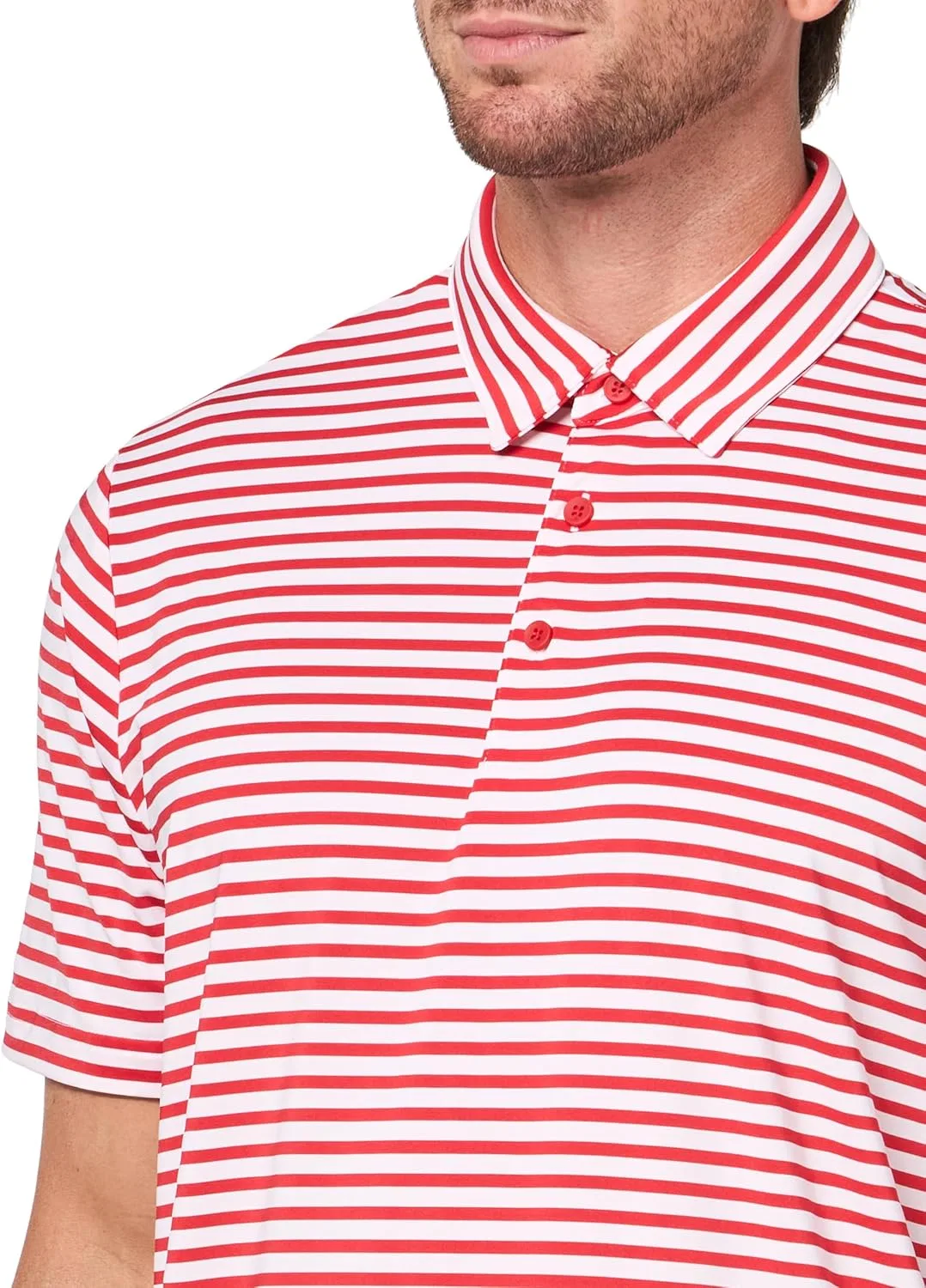 Футболка-поло Adidas Golf Men's Ultimate365 Stripe, белый/красный — фото 3