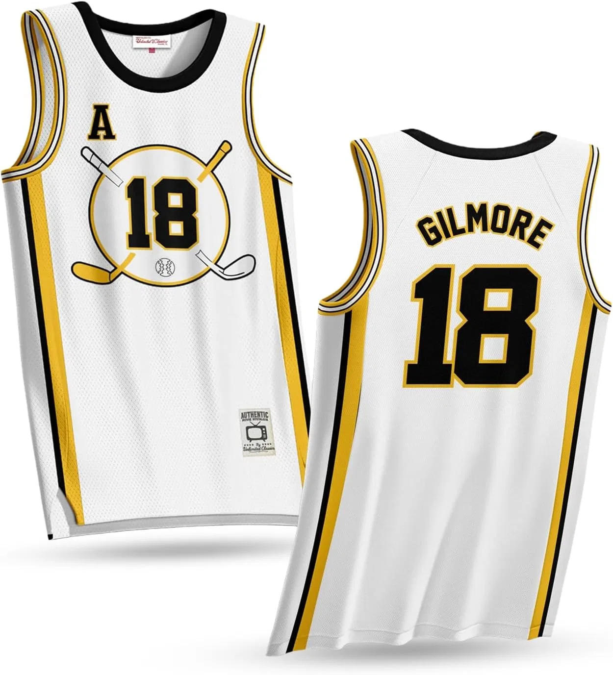 UNLC Футболка Happy Gilmore №18, Бостон, Адам Сэндлер, фильм 1996 года, баскетбольная, с вышивкой, размеры S-5XL, одежда в стиле хип-хоп 90-х для вечеринки, белый