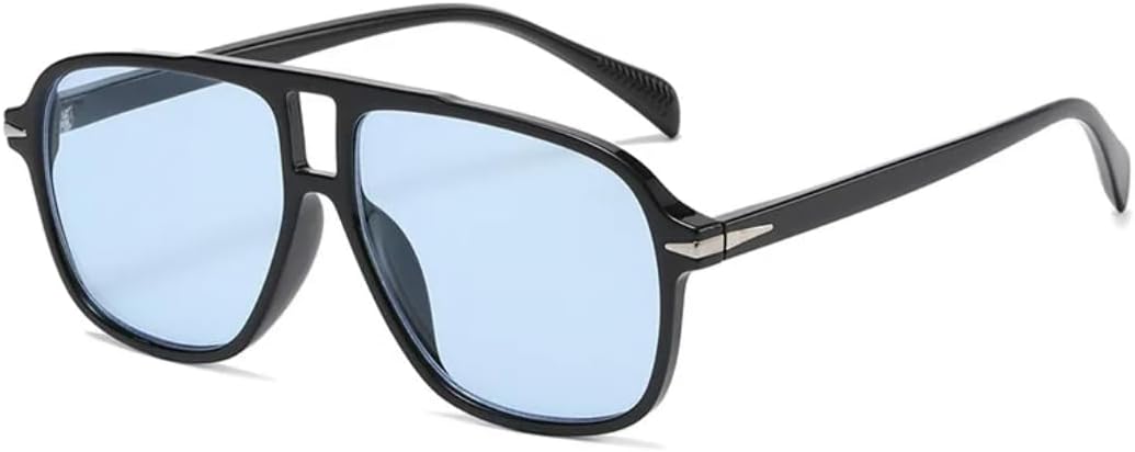 

Солнцезащитные очки для мужчин и женщин - защита UV400 - двойные перемычки, декоративная заклепка, леопардовый принт, для занятий спортом на открытом воздухе и вождения DSVIGF, Black Blue