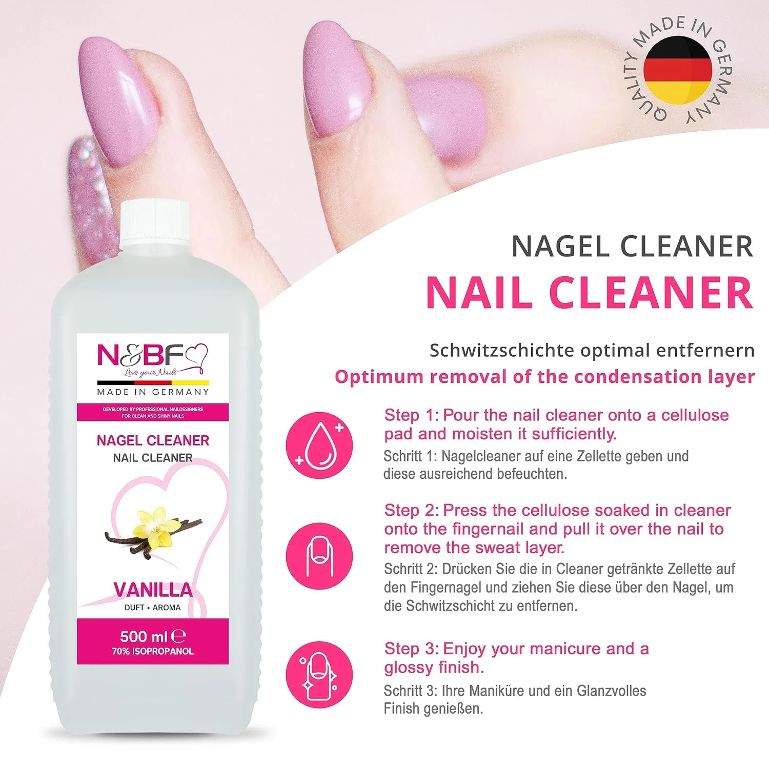 Очиститель для ногтей NAILS FACTORY с ароматом ванили, 500 мл Nails Factory — фото 4