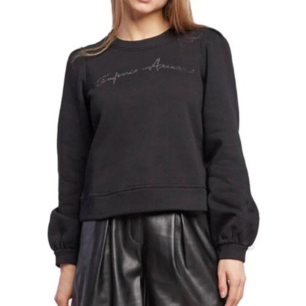 Свитшот с тисненым логотипом Emporio Armani черный