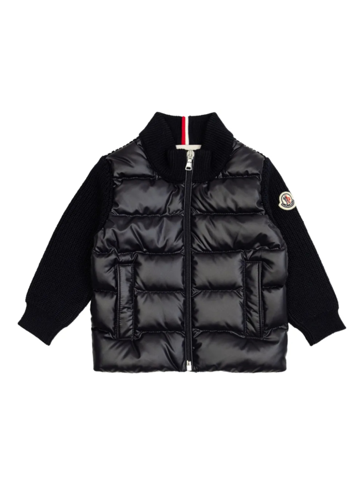 

Стеганый трикотажный кардиган Moncler Enfant, черный
