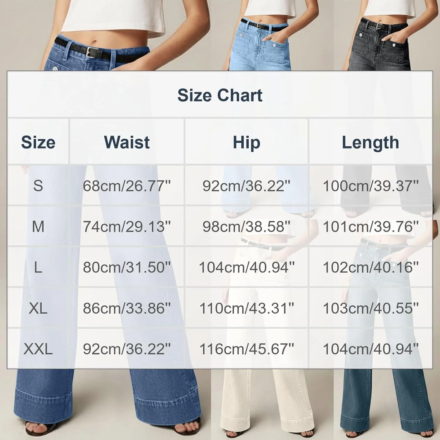 Женские джинсы Wide Leg Casual High Waisted Stretch Denim с карманами — фото 3