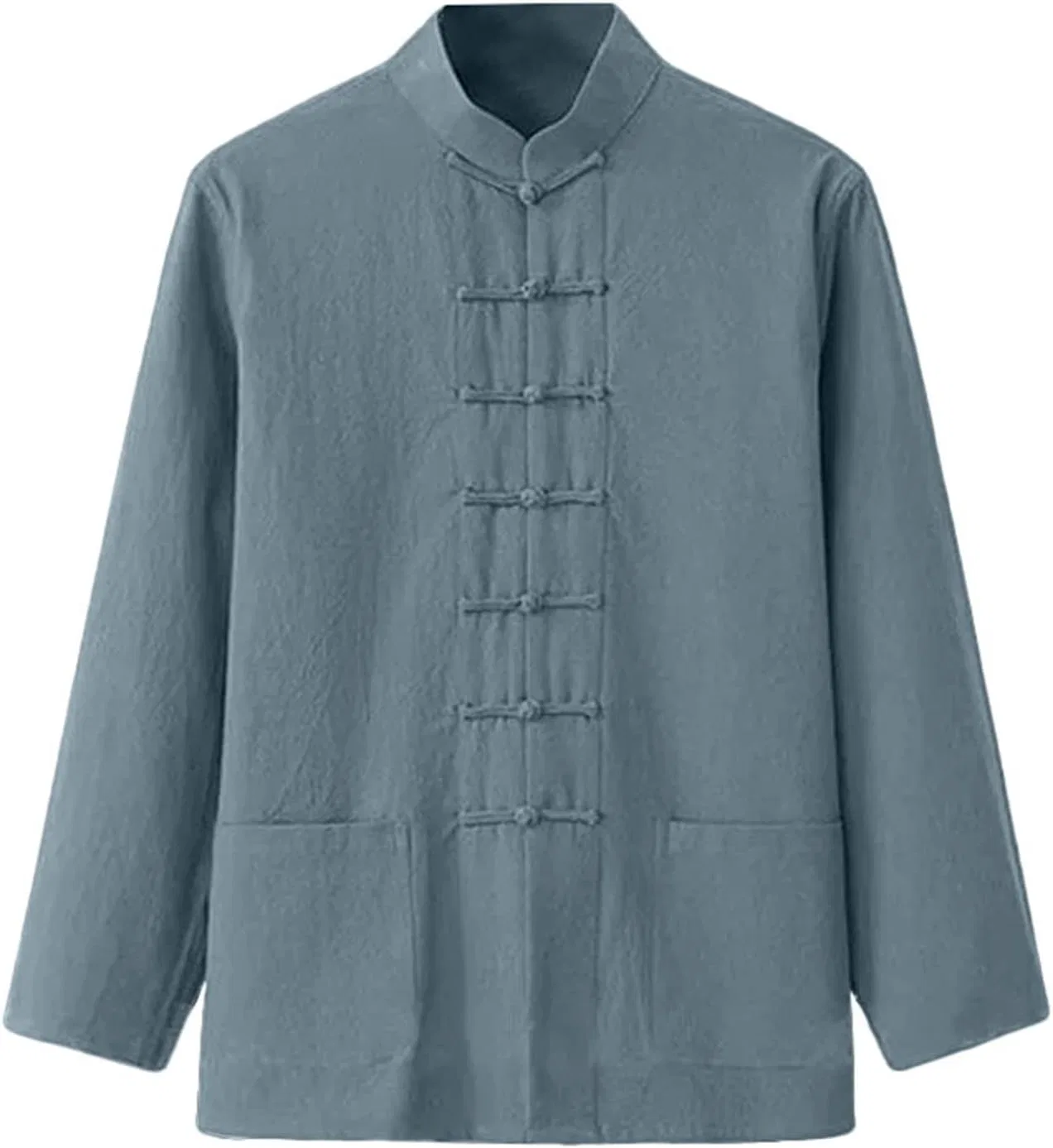 Блуза с мандариновым воротником и застежкой-петлей, длинный рукав, Casual Jacket, темно-синий — фото 3