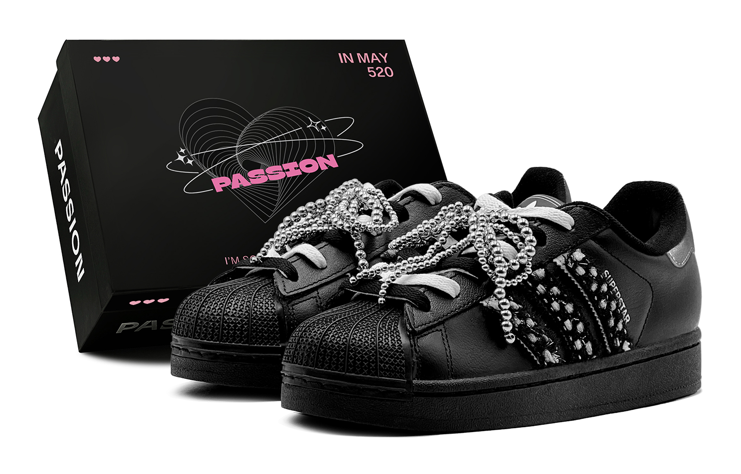 

Adidas Originals Superstar 2 Couple's, Romantic Favor, Velvet Curtain, Chanel Inspired, Handcrafted, Elegant Niche GS