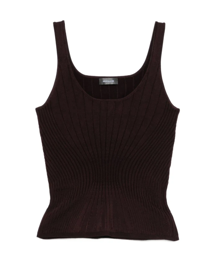 

Фиолетовый ребристый топ без рукавов Mugler, фиолетовый