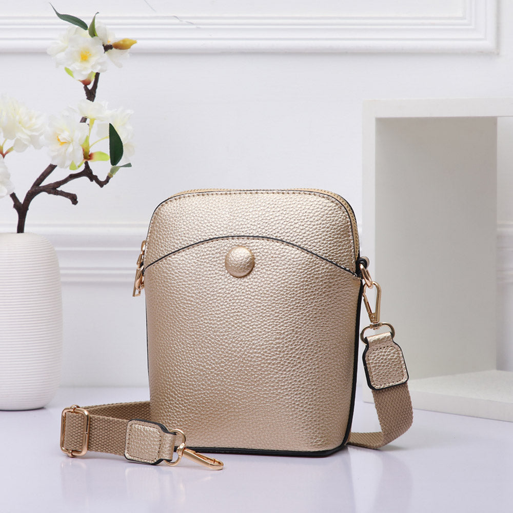 

Текстурная искусственная кожа Мини-сумка через плечо FASHNZFAB, золотой