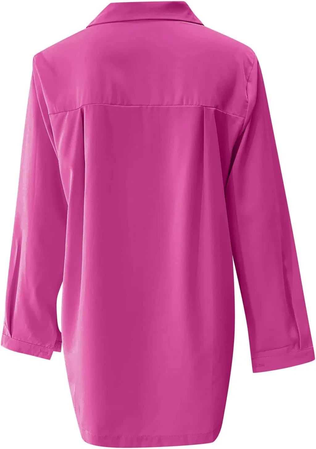 Блуза, женская, с длинным рукавом, Stand Collar Shirt, ярко-розовый — фото 4