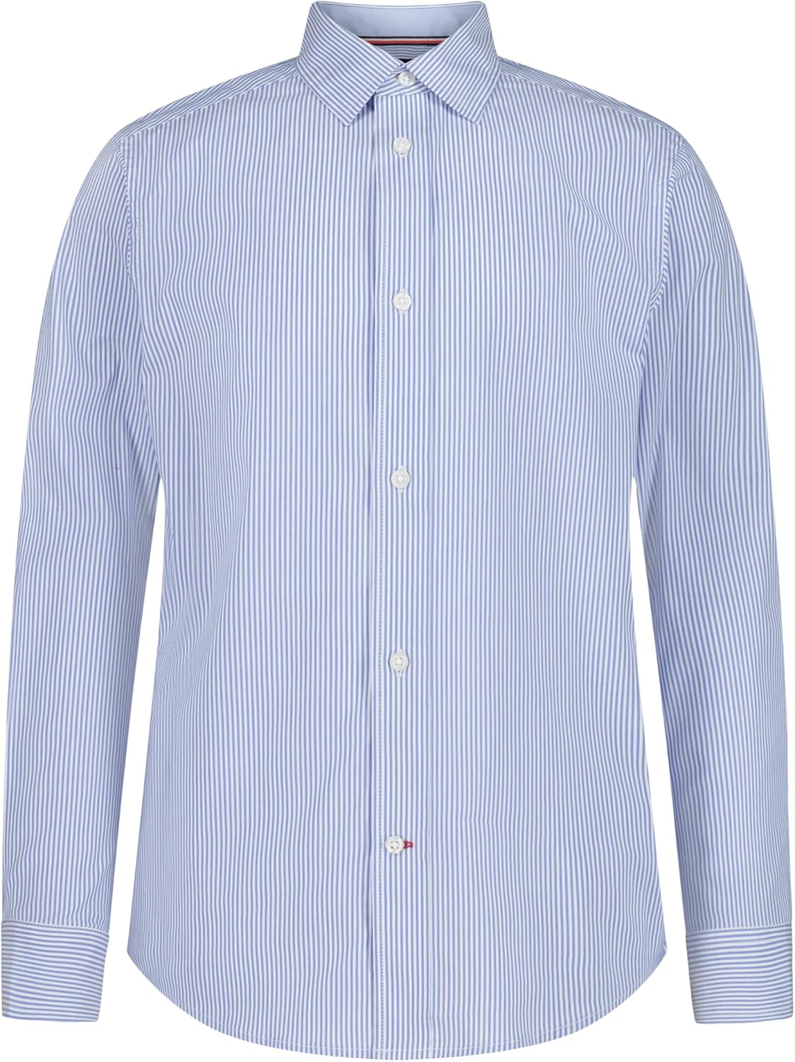 

Рубашка Tommy Hilfiger для мальчиков с длинными рукавами, узором, воротником, застежкой на пуговицы, манжетами и отложным воротником, Medium Blue Stripe