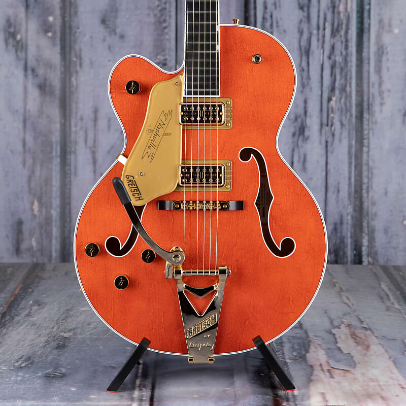 

Электрогитара Gretsch G6120TG-LH Players Edition Nashville Hollowbody W/ String-Thru Bigsby And Gold Hardware Left-Handed, Orange Stain, Серый, Электрогитара Gretsch G6120TG-LH Players Edition Nashville Hollowbody W/ String-Thru Bigsby And Gold Hardware L