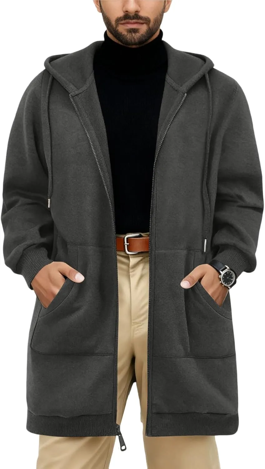 

Мужской худи оверсайз с капюшоном на молнии и карманами-кенгуру