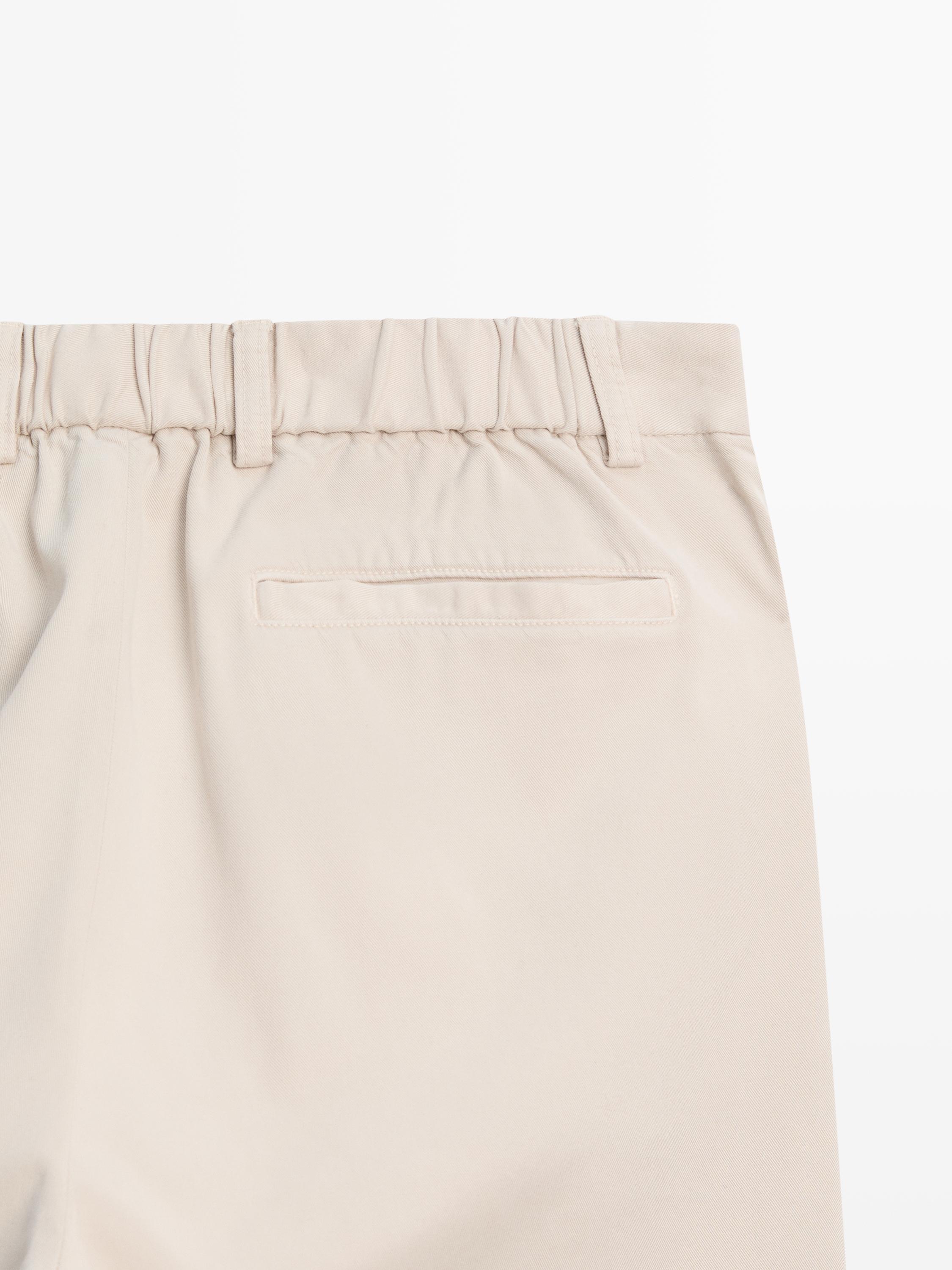 Брюки jogger из хлопковой смеси Massimo Dutti, beige — фото 4