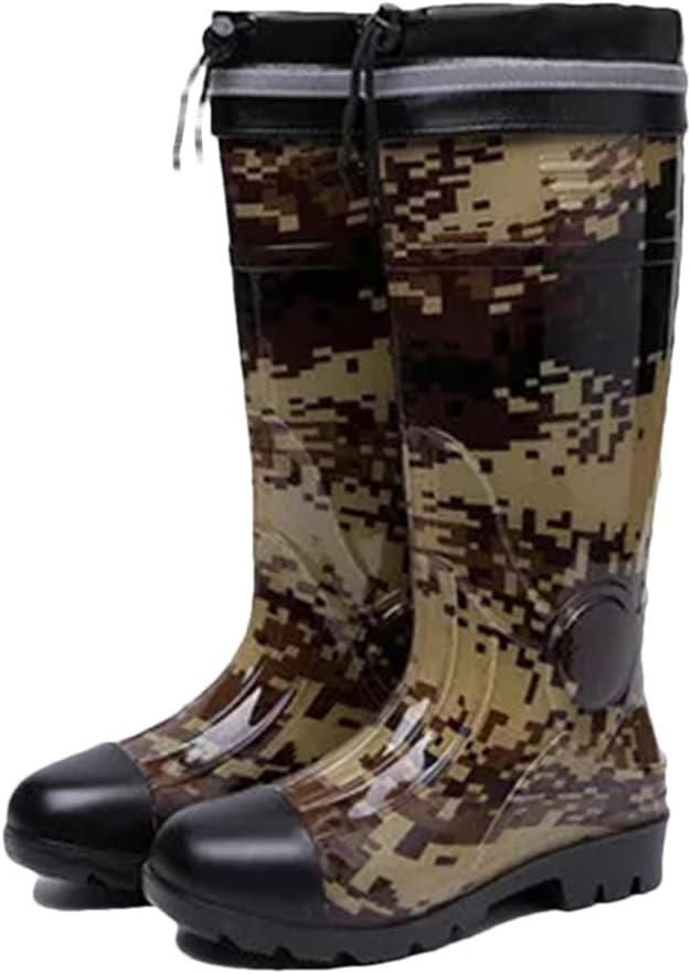 

Резиновые сапоги Wjnvfioo Camo1 с низким каблуком, противоскользящие, мужские, средние по голени, водонепроницаемые и дождевые ботинки, 10 Cotton Bush 4
