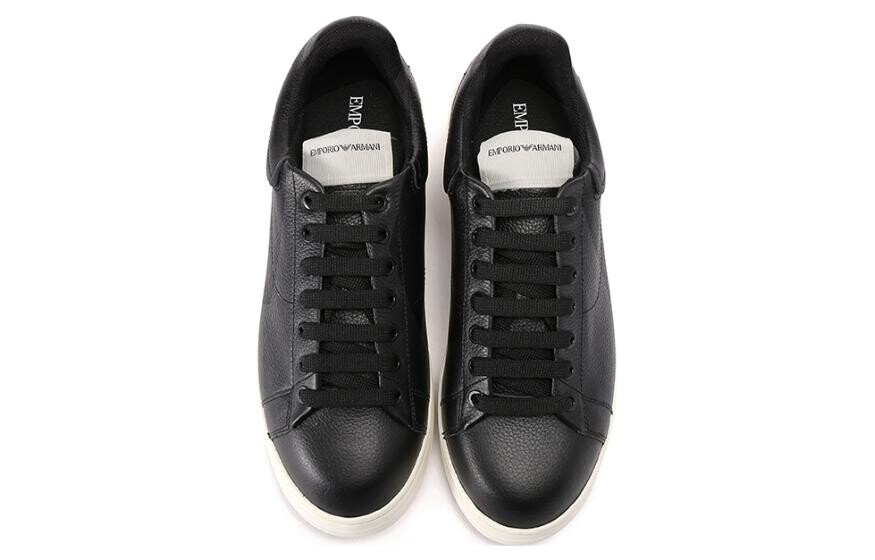 Кроссовки EMPORIO ARMANI Tumbled Leather Sneakers, черный — фото 4