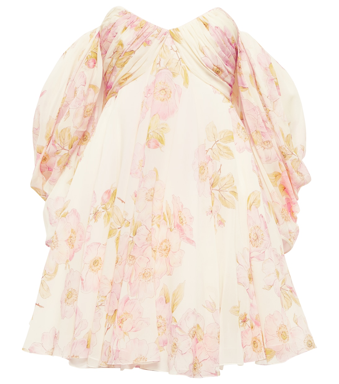 

Мини-платье из шелка с открытыми плечами и цветочным принтом Giambattista Valli, Floral