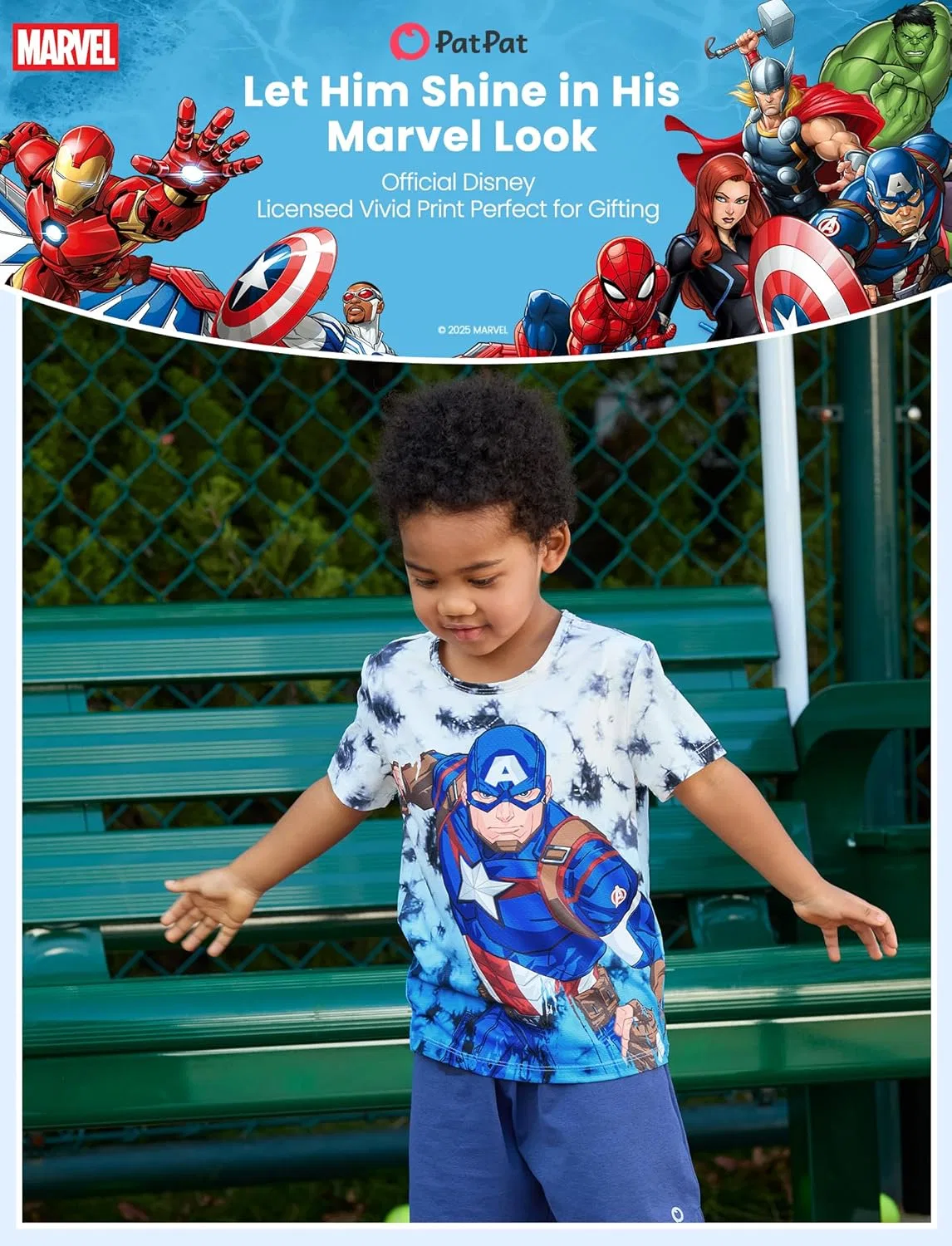 Футболка детская с принтом Captain America, Disney, Marvel, цвет Marvel Captain America — фото 2