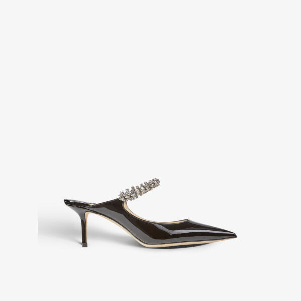 Босоножки Bing 65 на каблуке из лакированной кожи, украшенные кристаллами Jimmy Choo, черный