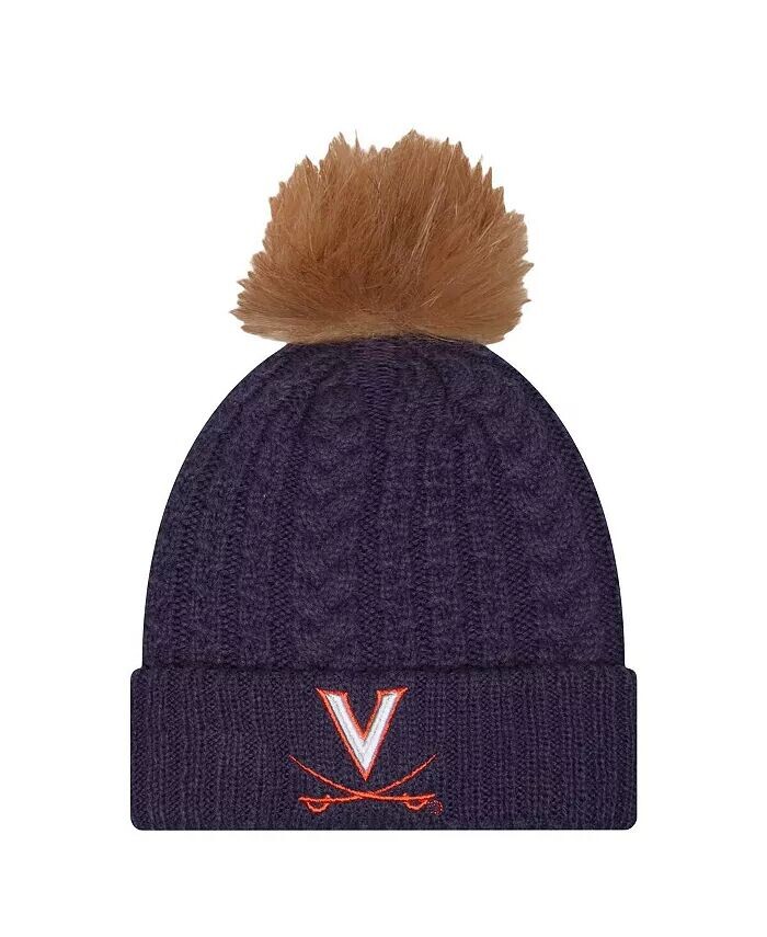 

Женская темно-синяя вязаная шапка Virginia Cavaliers Luxury с манжетами и помпоном New Era