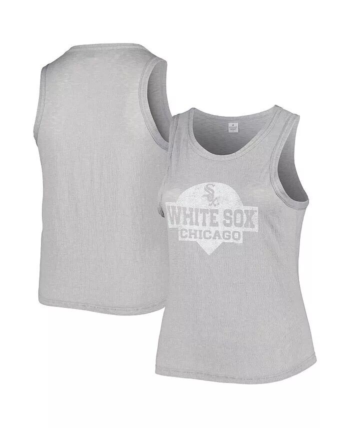 

Женская серая майка Chicago White Sox большого размера с высоким воротом, тройная смесь, майка Soft As A Grape