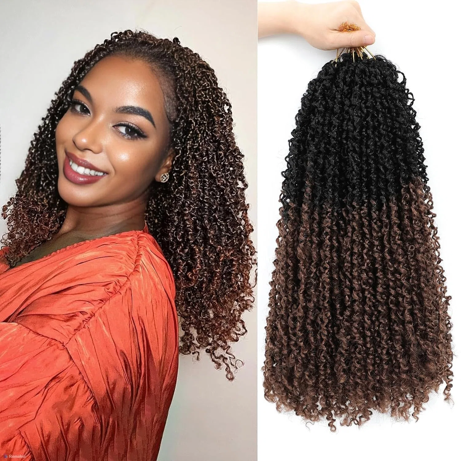 Искусственные волосы для плетения «Yanky Twist Crochet Hair» 16 дюймов, 8 упаковок Ainimiu, T30-Brown