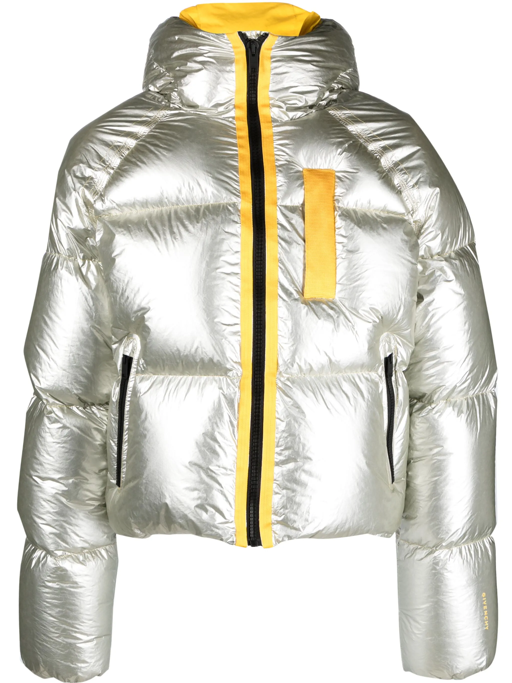 

Ламинированный пуховик с капюшоном Givenchy, серебристый