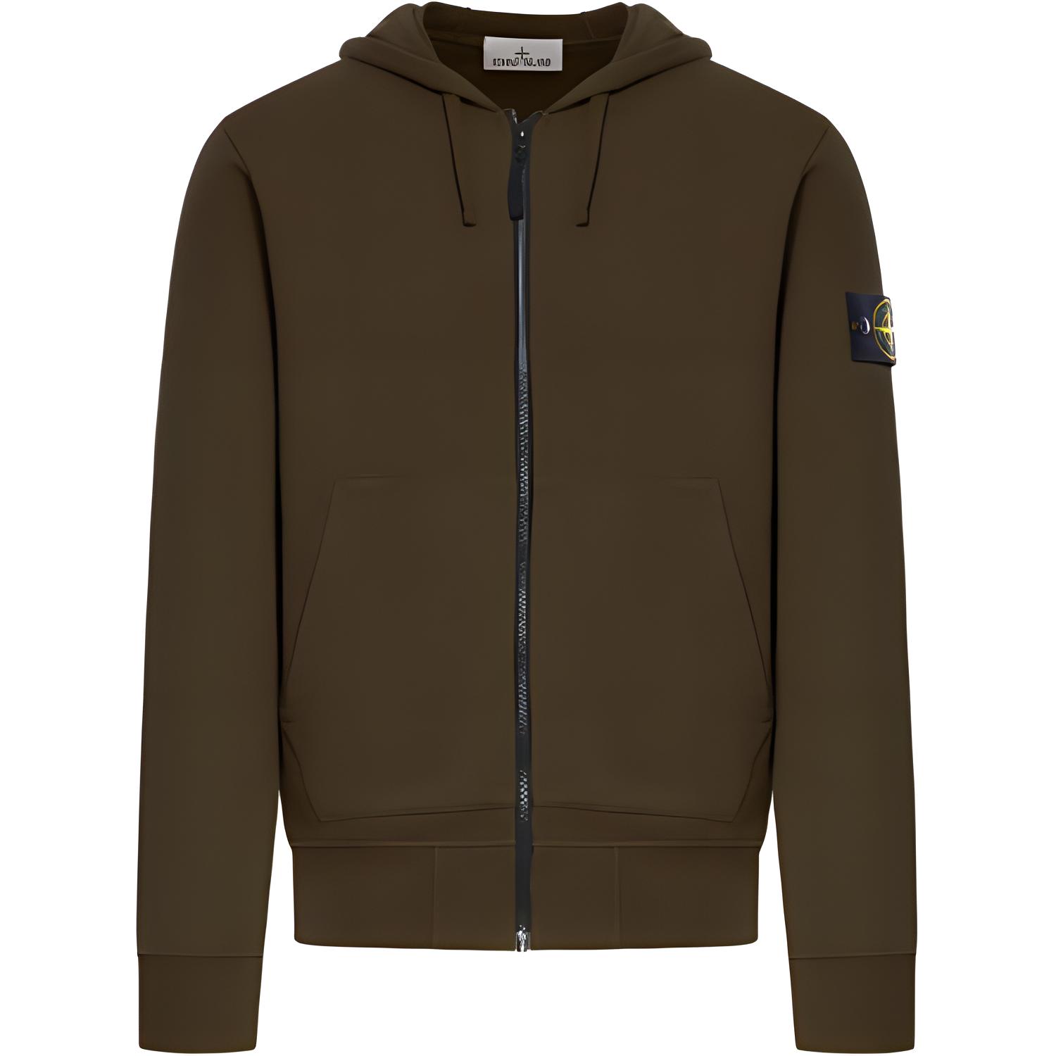 

STONE ISLAND Толстовка на молнии с нашивкой компас, Brown