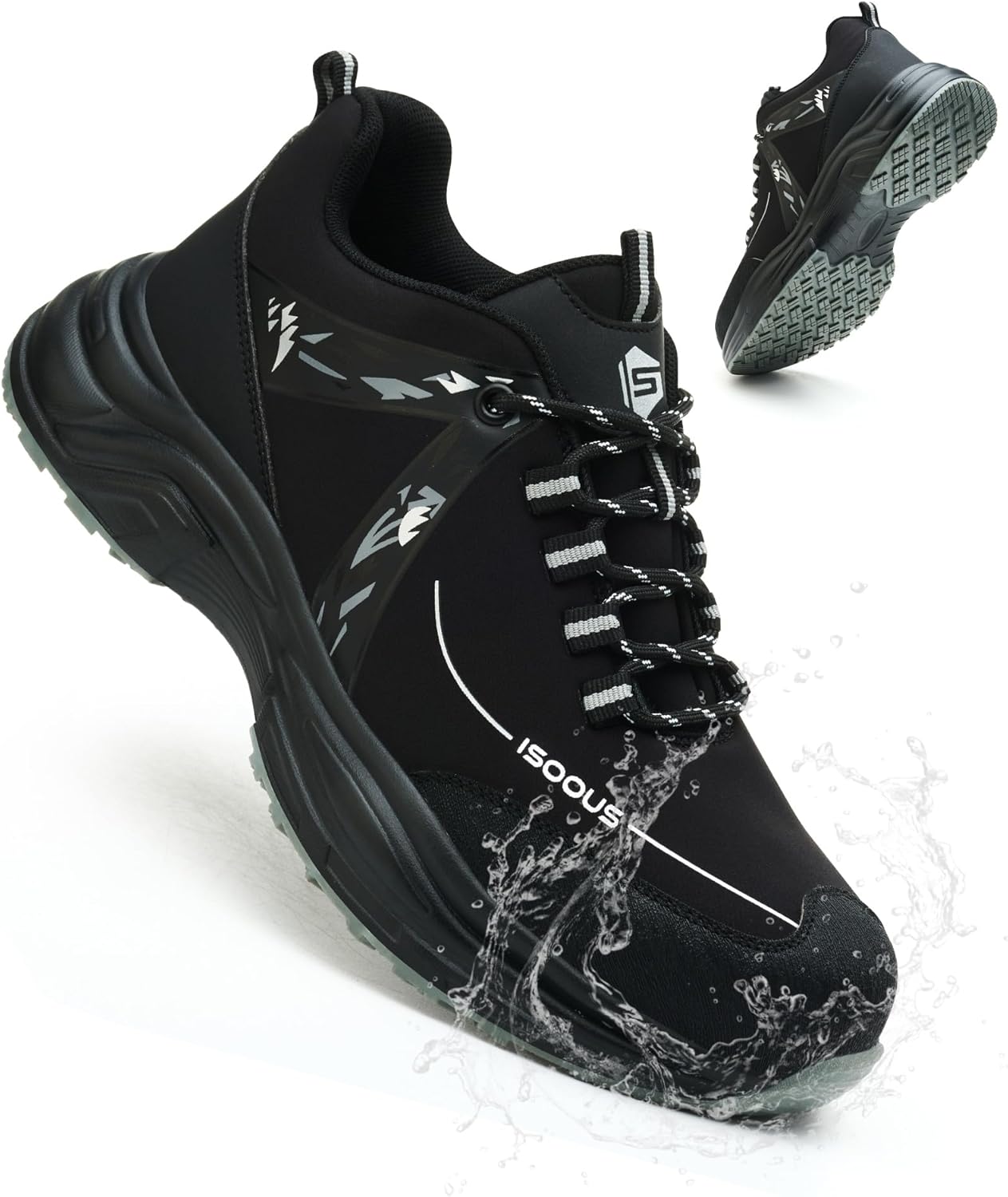 

Защитные сандалии ISOOUS с стальным носком для женщин и мужчин, широкие, водонепроницаемые, противоскользящие кроссовки, легкие, дышащие, безопасные теннисные туфли, удобная обувь для строительства, устойчивая к проколам, неразрушимые ботинки, ч...