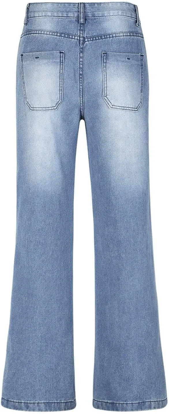 Женские джинсы 2025 Wide Leg Y2k Low Rise Baggy Denim Pants Casual Loose Vintage Boyfriend Straight Leg — фото 4