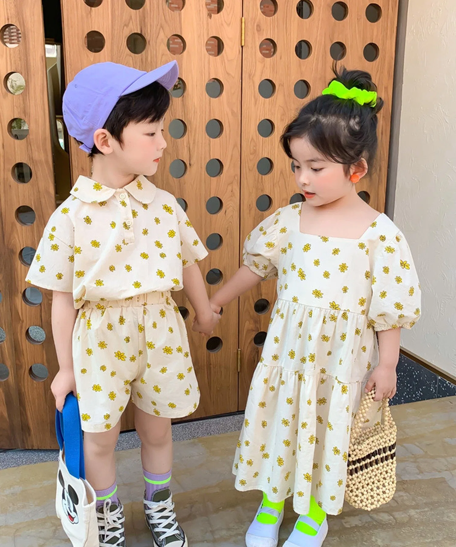 Маленький комплект платьев с цветочным принтом Aimoha Kids, Beige and other shades — фото 4