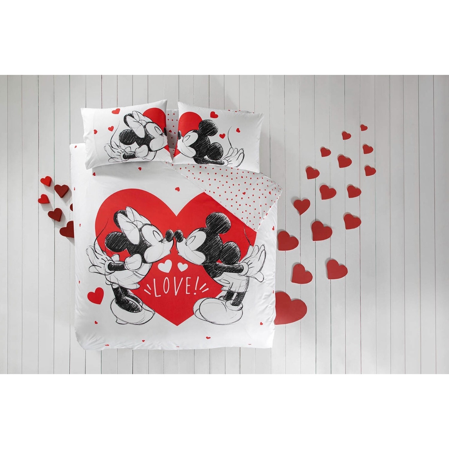 

Комплект постельного белья Набор хлопковых пододеяльников Licensed Tac Disney Minnie & Mickey Heart