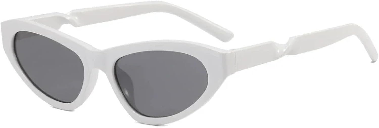 

Солнцезащитные очки в стиле панк с закрученными ножками и кошачьим глазом для женщин и мужчин, для вождения и путешествий, с защитой от УФ-излучения UV400 TKKTLLT, White Gray